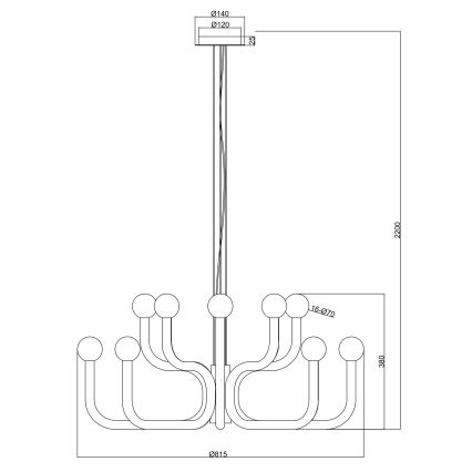 Ondaluce - Lustre suspenso por cabo DERBY 16xG9/7W/230V Ø 81,5 cm dourado