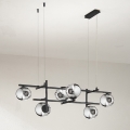 Ondaluce - Lustre suspenso por cabo JEWEL 6xE14/10W/230V preto fumê