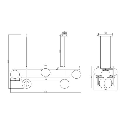 Ondaluce - Lustre suspenso por cabo JEWEL 6xE14/10W/230V preto/fumê