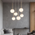 Ondaluce - Lustre suspenso por cabo JEWEL 6xE14/10W/230V Ø 55 cm dourado/branco