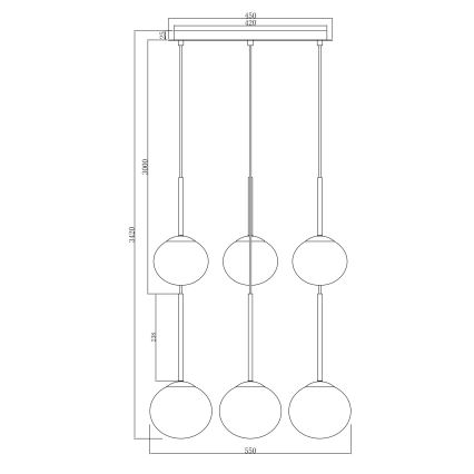 Ondaluce - Lustre suspenso por cabo JEWEL 6xE14/10W/230V Ø 55 cm dourado/branco