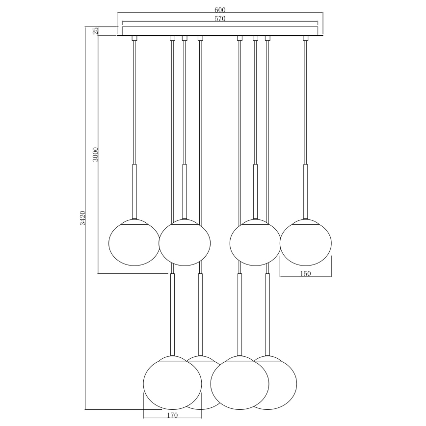 Ondaluce - Lustre suspenso por cabo JEWEL 8xE14/10W/230V Ø 70 cm preto/fumê