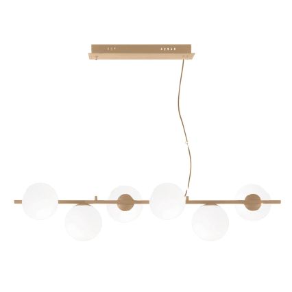 Ondaluce - Lustre suspenso por cabo MONILE 6xE14/10W/230V dourado/branco