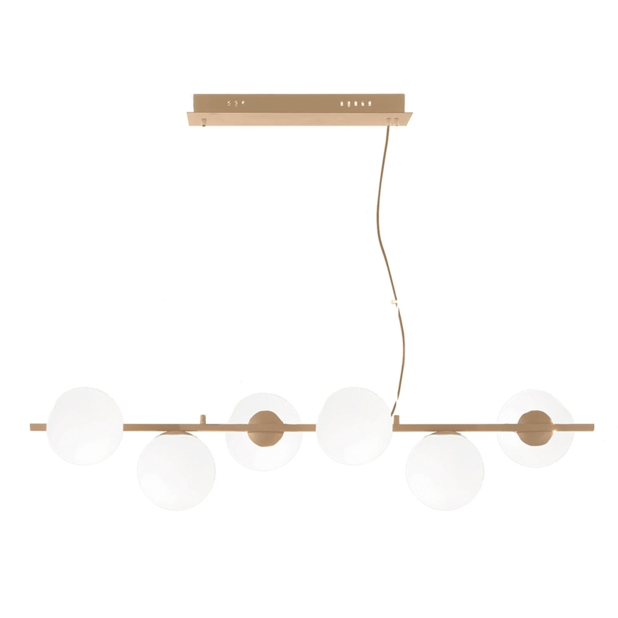 Ondaluce - Lustre suspenso por cabo MONILE 6xE14/10W/230V dourado/branco