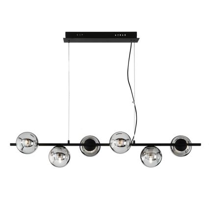 Ondaluce - Lustre suspenso por cabo MONILE 6xE14/10W/230V preto/fumê