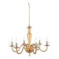 Ondaluce - Lustre suspenso por cabo PAGANINI 6xE14/10W/230V Ø 70 cm dourado/bege fumado