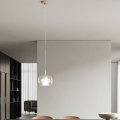 Ondaluce - Lustre suspenso por cabo THELMA 1xE27/15W/230V Ø 25 cm dourado/transparente