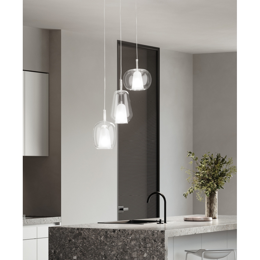 Ondaluce - Lustre suspenso por cabo THELMA 1xE27/15W/230V Ø 25 cm dourado/transparente