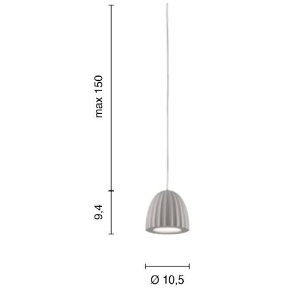 Ondaluce - Pendente em cabo CONCRETE 1xGU10/7,5W/230V Ø 10,5 cm betão/cinzento