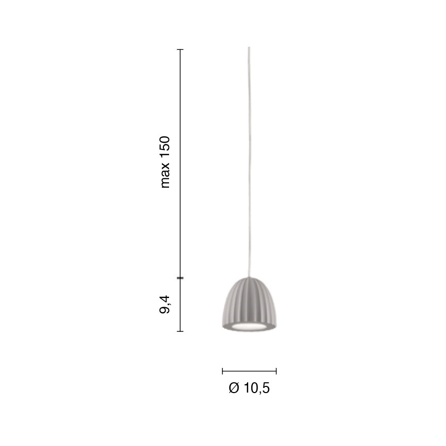 Ondaluce - Pendente em cabo CONCRETE 1xGU10/7,5W/230V Ø 10,5 cm betão/cinzento