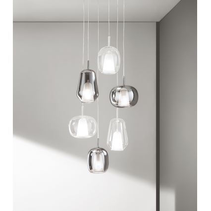 Ondaluce - Pendente em cabo THELMA 1xE27/15W/230V Ø 19,5 cm dourado/transparente
