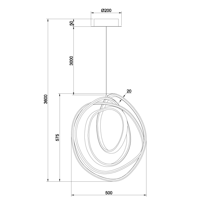 Ondaluce - Pendente LED dimerizável em cabo GOLDEN LED/50W/230V Ø 50 cm dourado