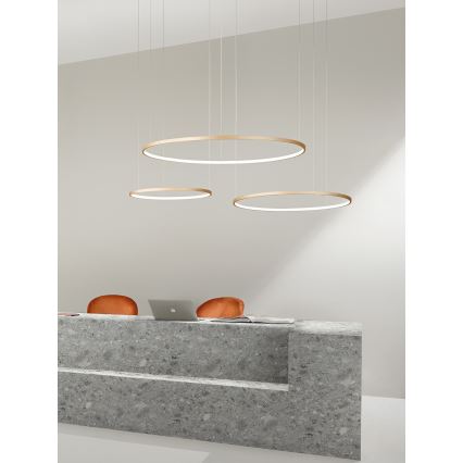 Ondaluce - Pendente LED dimerizável em cabo SOEL LED/28W/230V Ø 60 cm dourado