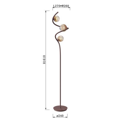 ONLI - Candeeiro de chão FRIDA 3xG9/10W/230V cobre