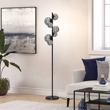 ONLI - Candeeiro de chão PALOMA 7xG9/10W/230V preto/fumado