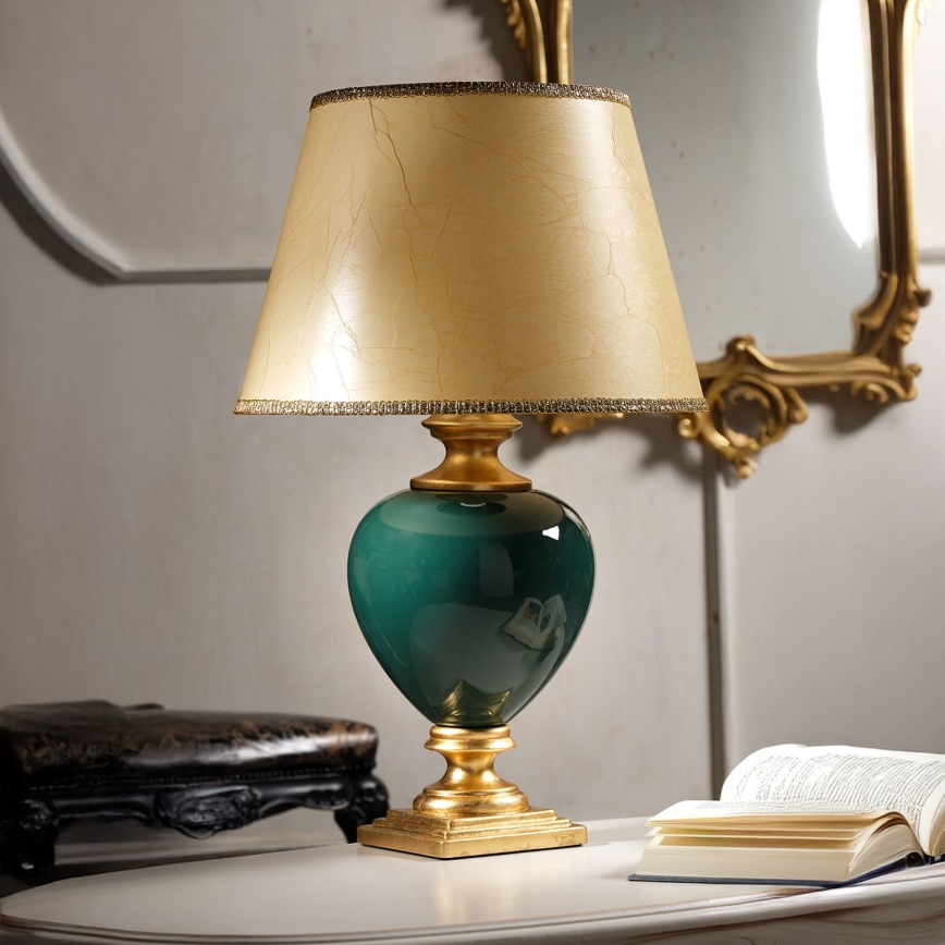 ONLI - Candeeiro de mesa AMADEUS 1xE27/15W/230V 72 cm verde/dourado