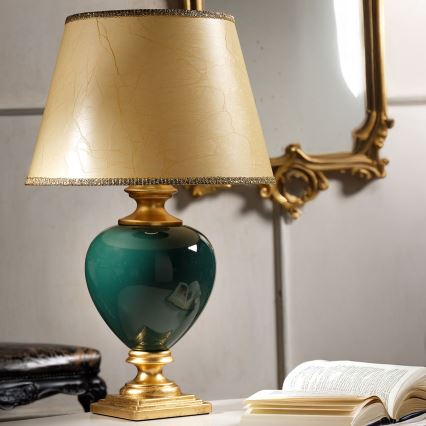 ONLI - Candeeiro de mesa AMADEUS 1xE27/15W/230V 72 cm verde/dourado