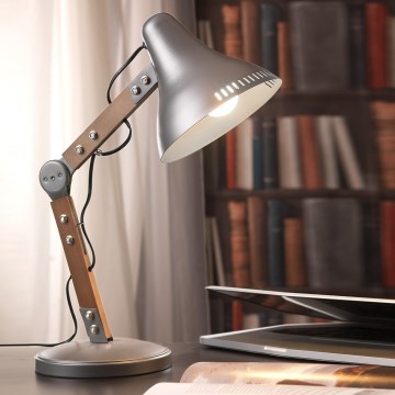 ONLI - Candeeiro de mesa ARCHITETTO 1xE27/22W/230V 62 cm cinzento/castanho