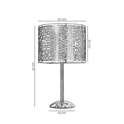 ONLI - Candeeiro de mesa BRUCE 1xE27/15W/230V 40 cm cromado mate