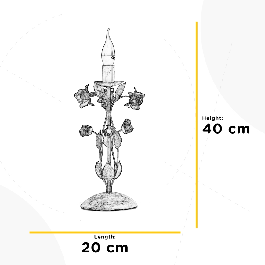 ONLI - Candeeiro de mesa CAROLINA 1xE14/6W/230V 40 cm bronze
