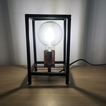 ONLI - Candeeiro de mesa FLOKI 1xE27/15W/230V 20 cm preto/cobre