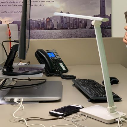 ONLI - Candeeiro de mesa táctil LED com regulação e porta USB DESKI LED/7W/230V 4000K branco