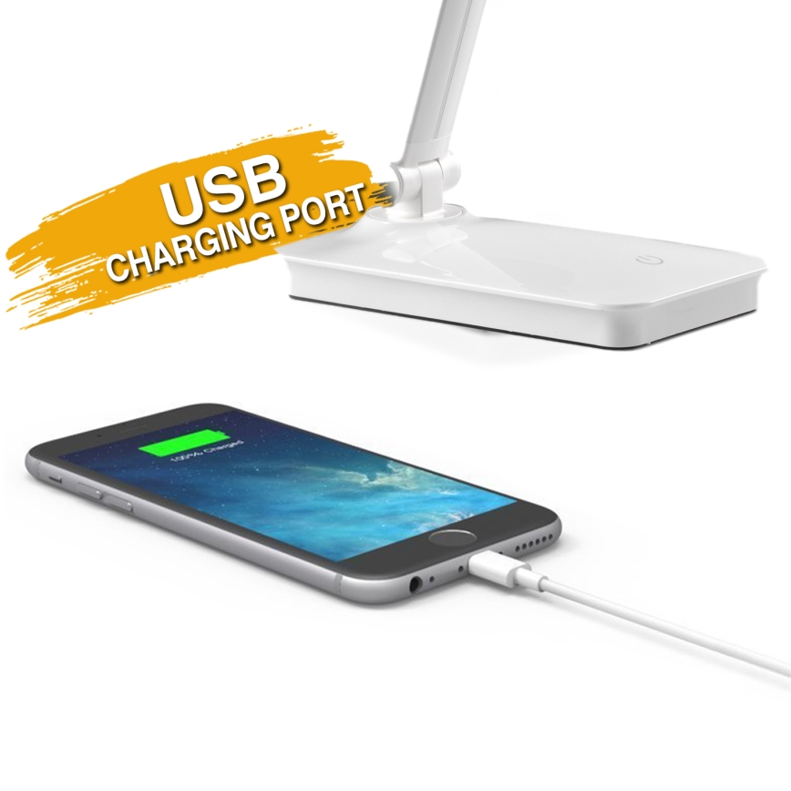 ONLI - Candeeiro de mesa táctil LED com regulação e porta USB DESKI LED/7W/230V 4000K branco