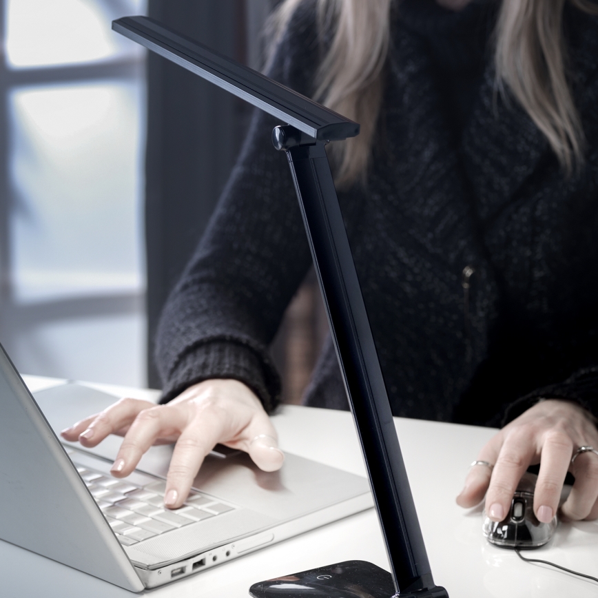 ONLI - Candeeiro de mesa LED com regulação e porta USB DESKI LED/7W/230V 4000K preto