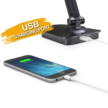 ONLI - Candeeiro de mesa LED com regulação e porta USB DESKI LED/7W/230V 4000K preto