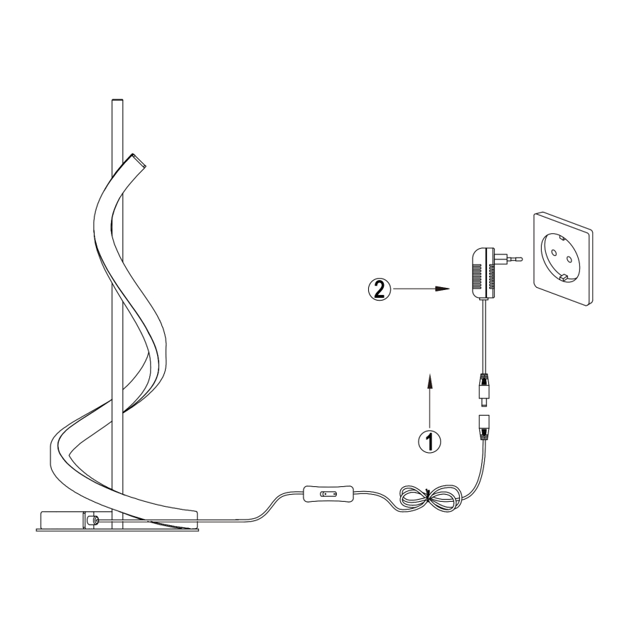 ONLI - Candeeiro de mesa LED TWIST LED/12W/230V 4000K 40 cm preto