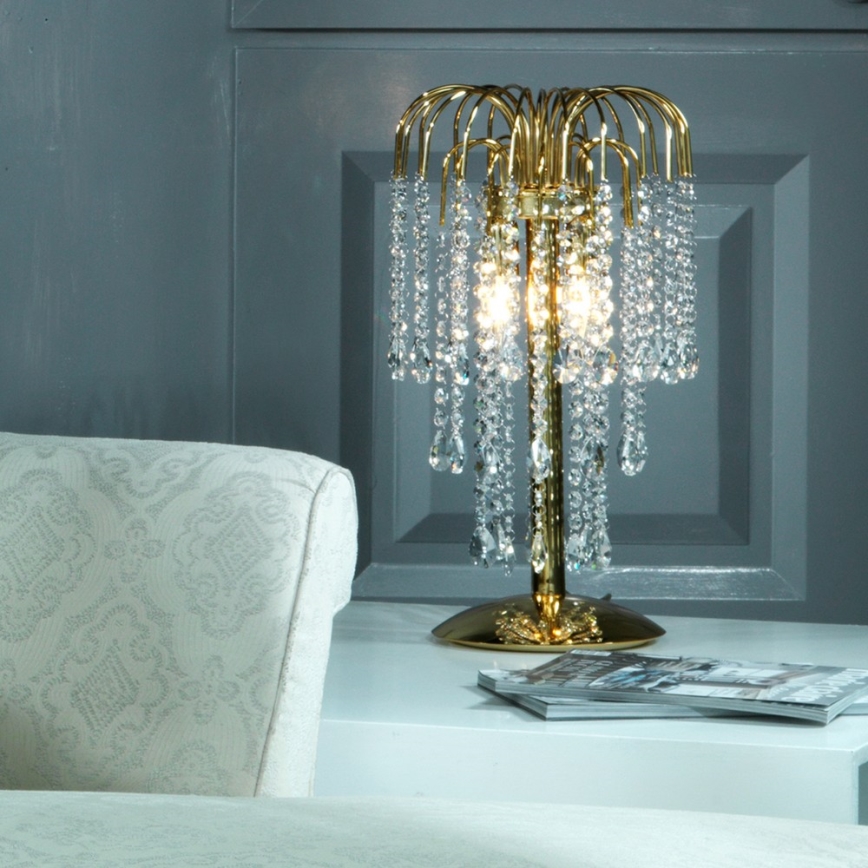 ONLI - Candeeiro de mesa PIOGGIA 2xE14/6W/230V dourado 50 cm