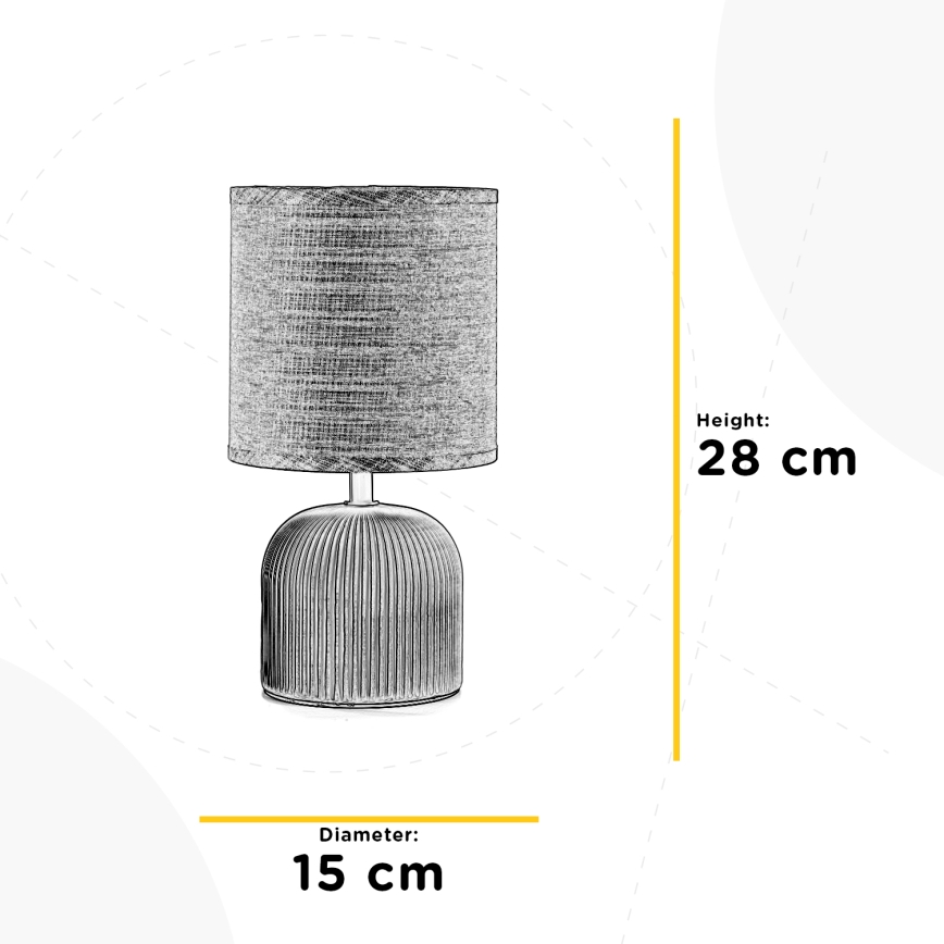 ONLI - Candeeiro de mesa SHELLY 1xE27/22W/230V cinzento 28 cm