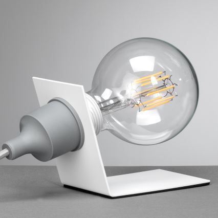 ONLI - Candeeiro de mesa WIRE 1xE27/15W/230V 9 cm cinzento/branco