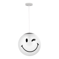 ONLI - Candeeiro infantil suspenso com cabo SMILEY 1xE27/15W/230V branco