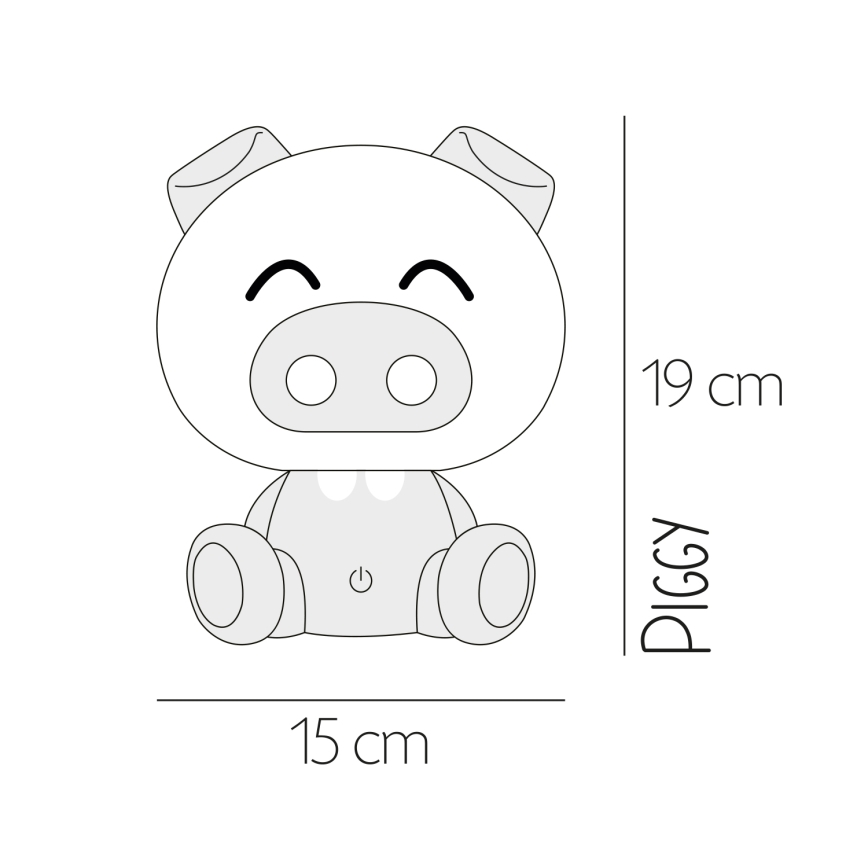 ONLI - Candeeiro noturno infantil dimerizável PUPPIES LED/3W/230V 19 cm porquinho/amarelo