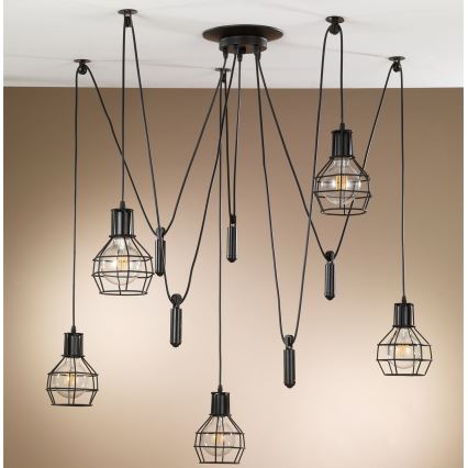 ONLI - Candeeiro suspenso ARANHA 5xE27/15W/230V aranha preto