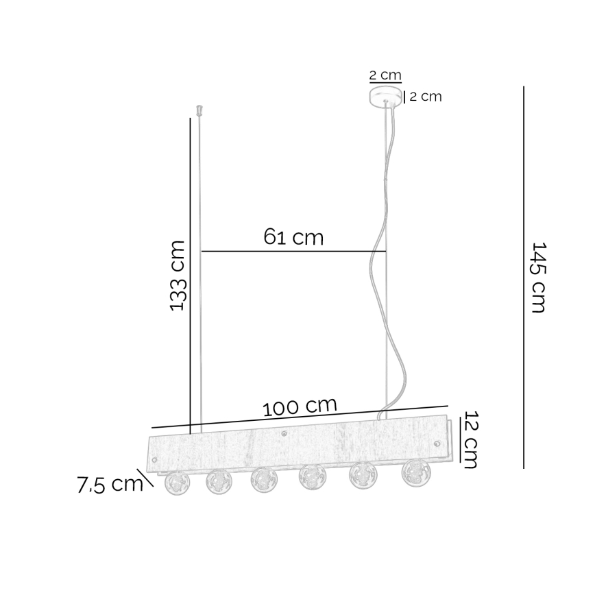 ONLI - Candeeiro suspenso ARGO 6xE27/22W/230V cinzento