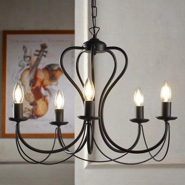 ONLI - Candeeiro suspenso CANDELA 5xE14/6W/230V preto