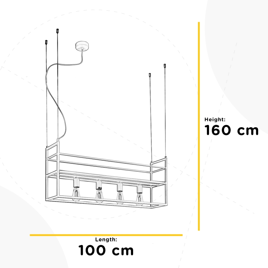 ONLI - Candeeiro suspenso com prateleira JEFFER 4xE27/22W/230V branco