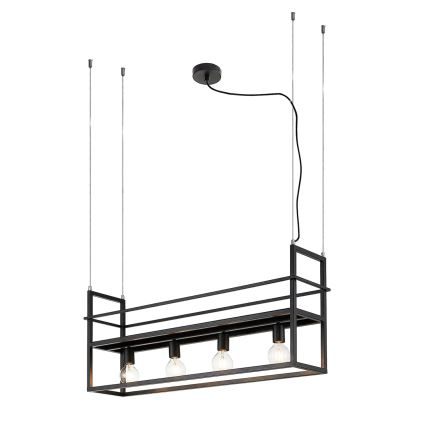 ONLI - Candeeiro suspenso com prateleira JEFFER 4xE27/22W/230V preto