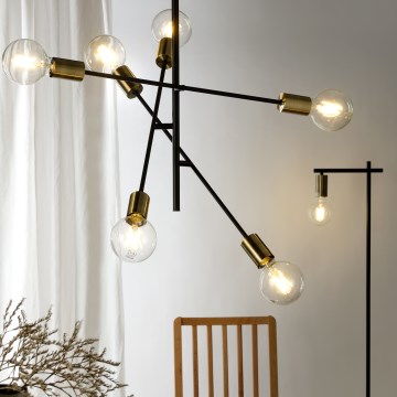 ONLI - Candeeiro suspenso CROSS 6xE27/22W/230V preto/latão