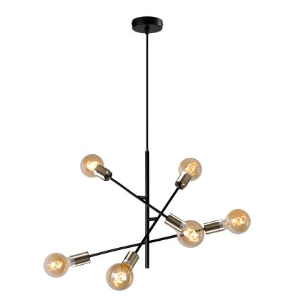 ONLI - Candeeiro suspenso CROSS 6xE27/22W/230V preto/latão