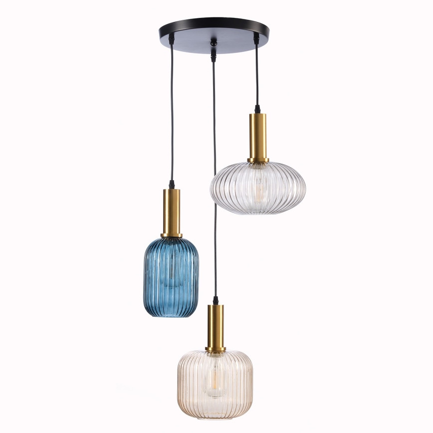 ONLI - Candeeiro suspenso DOROTY 1xE27/22W/230V azul/dourado