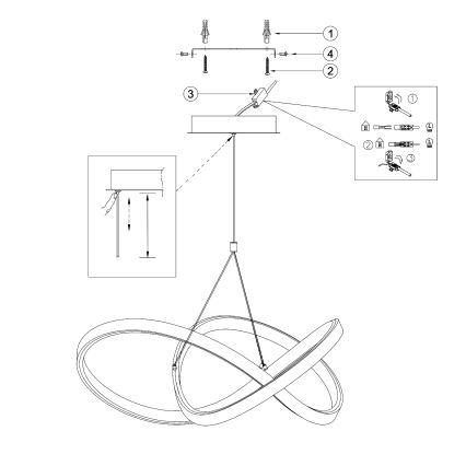 ONLI - Candeeiro suspenso LED LOOP LED/40W/230V 4000K cromado brilhante