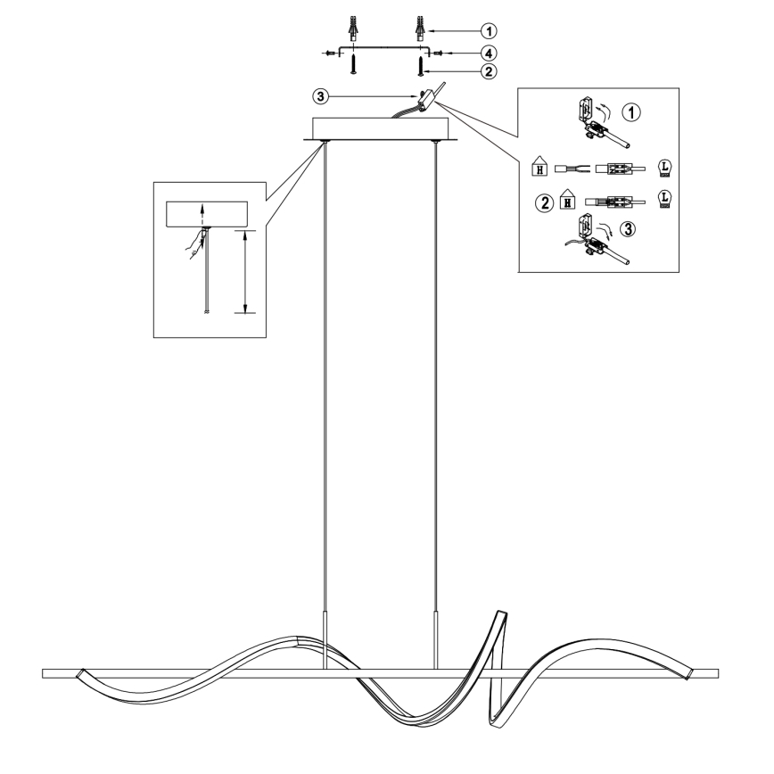 ONLI - Candeeiro suspenso LED TWIST LED/30W/230V 4000K preto