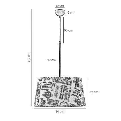 ONLI - Candeeiro suspenso MAIDA 1xE27/15W/230V diâmetro 50 cm castanho