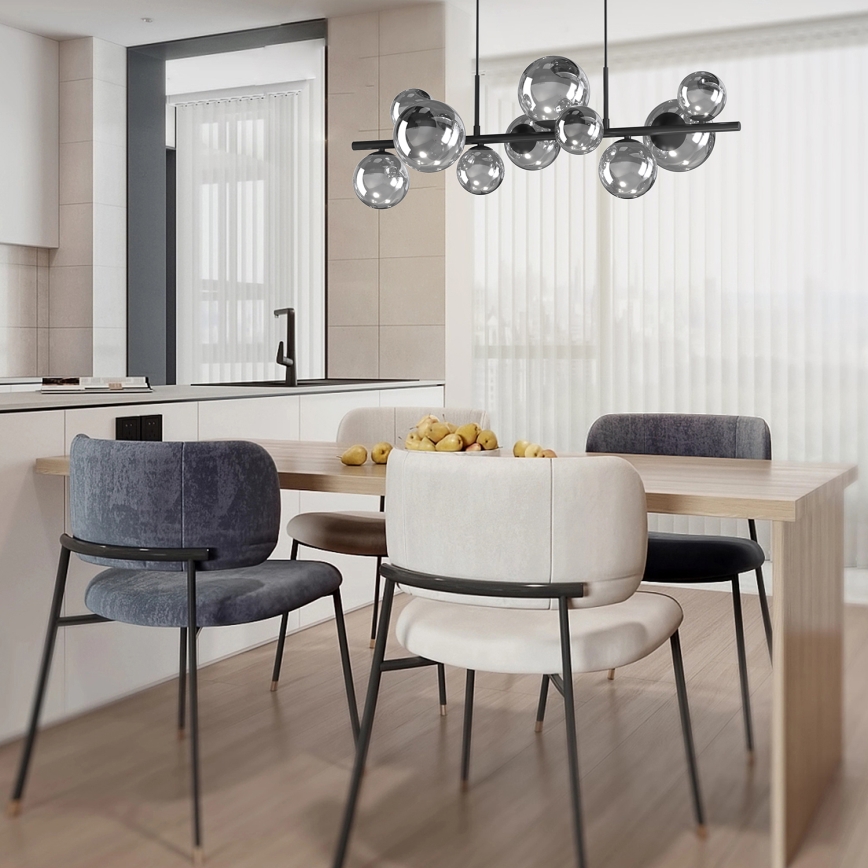 ONLI - Candeeiro suspenso PALOMA 10xG9/10W/230V preto/fumado