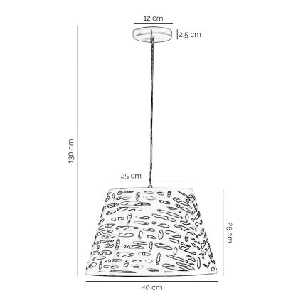 ONLI - Candeeiro suspenso RICKY 1xE27/15W/230V diâmetro 40 cm branco