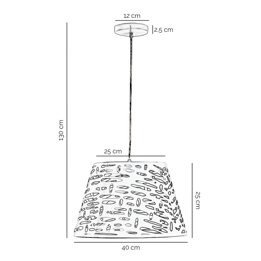 ONLI - Candeeiro suspenso RICKY 1xE27/15W/230V diâmetro 40 cm branco