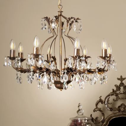 ONLI - Candeeiro suspenso TERESA 8xE14/6W/230V bronze